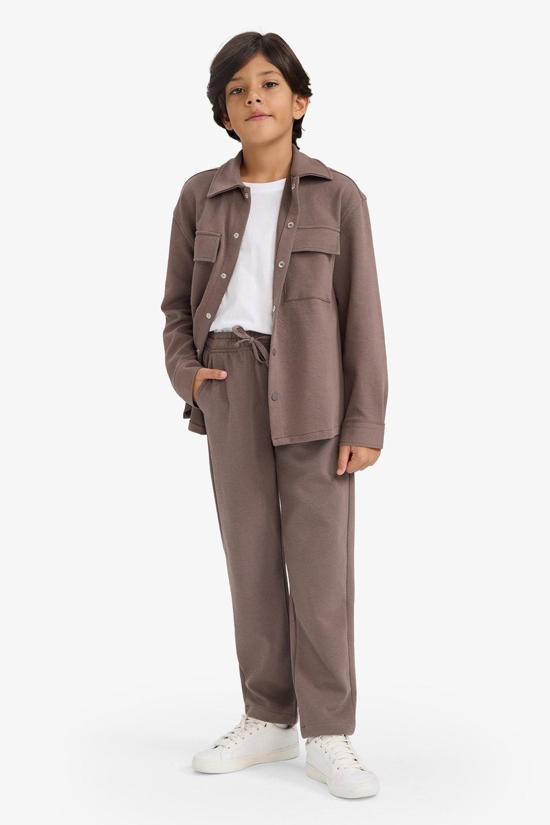 DeFacto Brown Boy Polo Neck Oversize Fit Long Sleeve Jacket Casual - Image 3