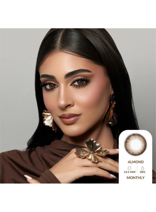 Amara Unisex Almond Monthly Disposable Contact Lenses, Color Contact Lenses, Cosmetic Contact Lenses, Brown Contact Lenses - Image 2