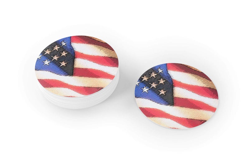 Stonehouse Collection Patriotic Drink Coaster  USA Round Coasters  Disposable Recyclable 25 Count Coaster Pack  Thick and Absorbent Patriotic