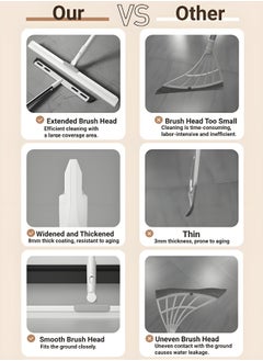 XiuWoo Rubber Squeegee Broom for Floor,Silicone Pet Hair Remover,Long Handle Window Squeegee,Magic Broom for Indoor Cleaning,Cleans glass, hair, fine dust, liquids, suitable for Smooth Floors, Rugs, Windo  - Image 5