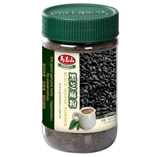 GREENMAX SINCE 1961 Greenmax Black Sesame Powder 100 Pure  400g 14oz Toasted Black Sesame Flour  High Fiber  Calcium  No Additives  For Milk Smoothies Baking Soup  Desserts  Product of Taiwan - Image 1