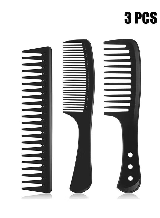 واي جيه 3 أقمشة أسنان عريضة إزالة الشعر إزالة الشعر إزالة الشعر تصفيف الشعر مجموعة مشط ألياف الكربون قطع المشط مقاومة للحرارة للمرأة مجعد مستقيم شعر طويل، أسود - Image 1