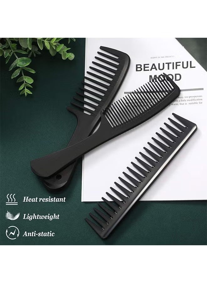 واي جيه 3 أقمشة أسنان عريضة إزالة الشعر إزالة الشعر إزالة الشعر تصفيف الشعر مجموعة مشط ألياف الكربون قطع المشط مقاومة للحرارة للمرأة مجعد مستقيم شعر طويل، أسود - Image 4