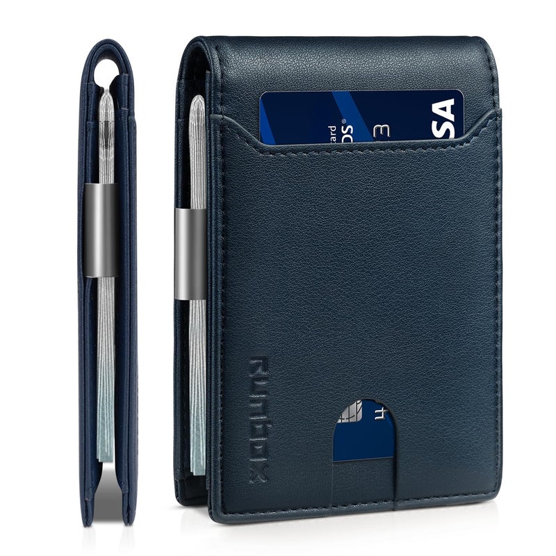 RUNBOX Slim Wallets for Men - Leather Money Clip Mens Wallet - RFID Blocking Front Pocket Bifold Wallet - Thin Credit Card Holder with Gift Box - Image 1