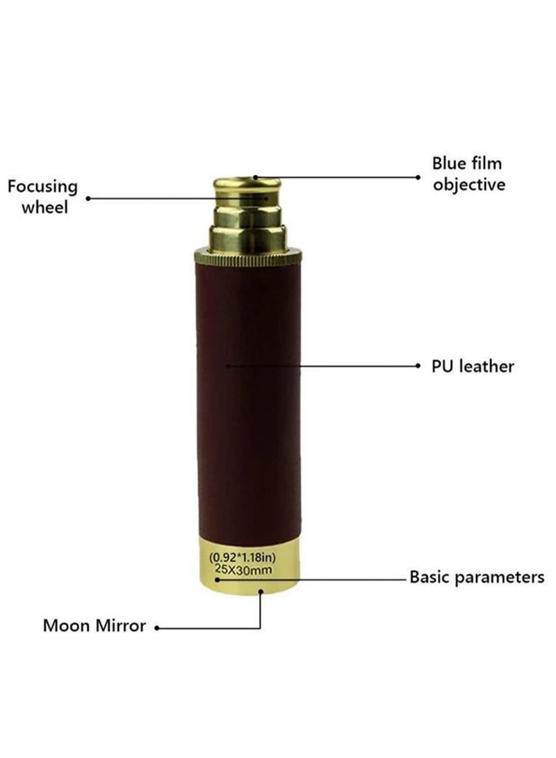 Generic Brass Pirate Telescope Monocular 25x30 Collapsible Vintage Monocular for Viewing Watching Games Travel Hiking Hunting Outdoor Adventure - Image 2