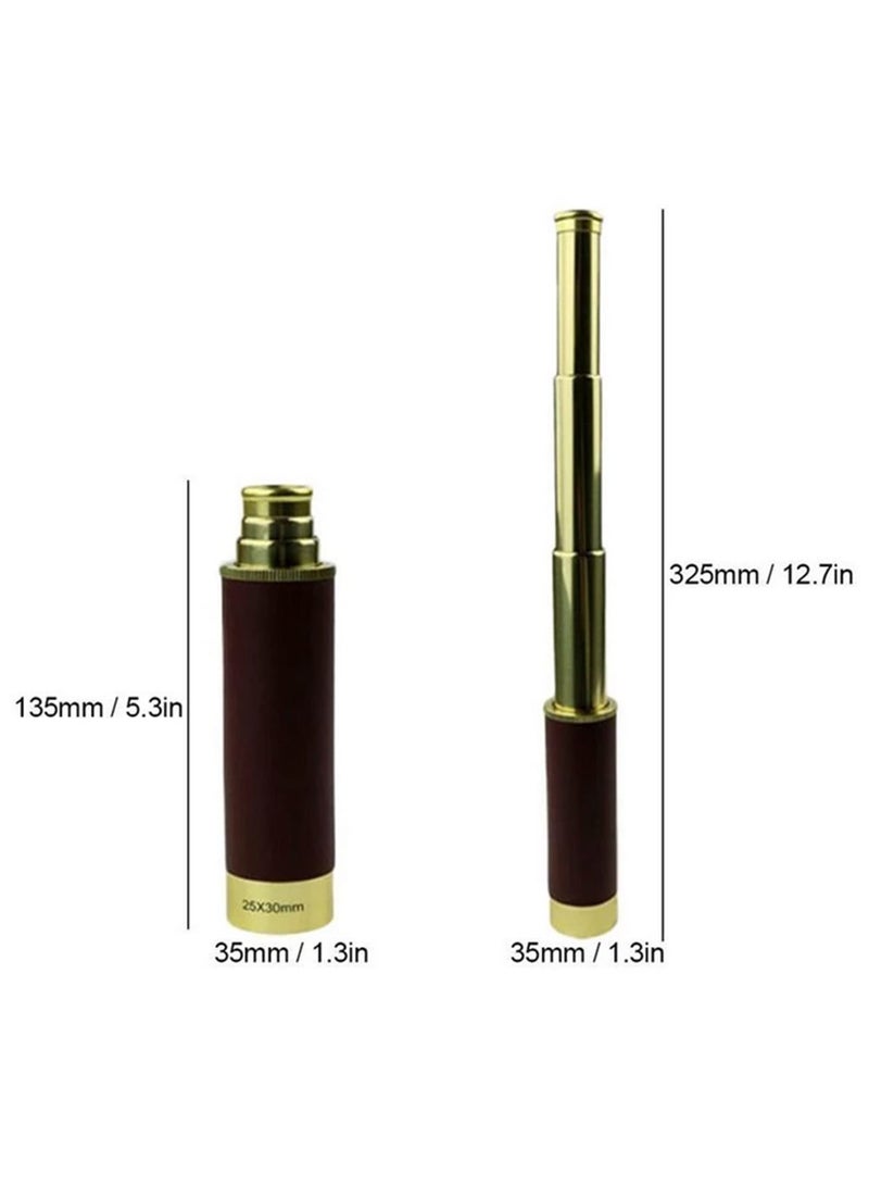 Generic Brass Pirate Telescope Monocular 25x30 Collapsible Vintage Monocular for Viewing Watching Games Travel Hiking Hunting Outdoor Adventure - Image 3