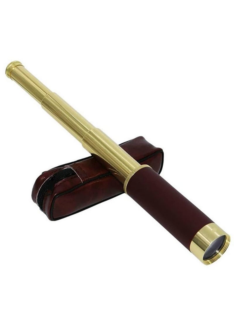 Generic Brass Pirate Telescope Monocular 25x30 Collapsible Vintage Monocular for Viewing Watching Games Travel Hiking Hunting Outdoor Adventure - Image 1