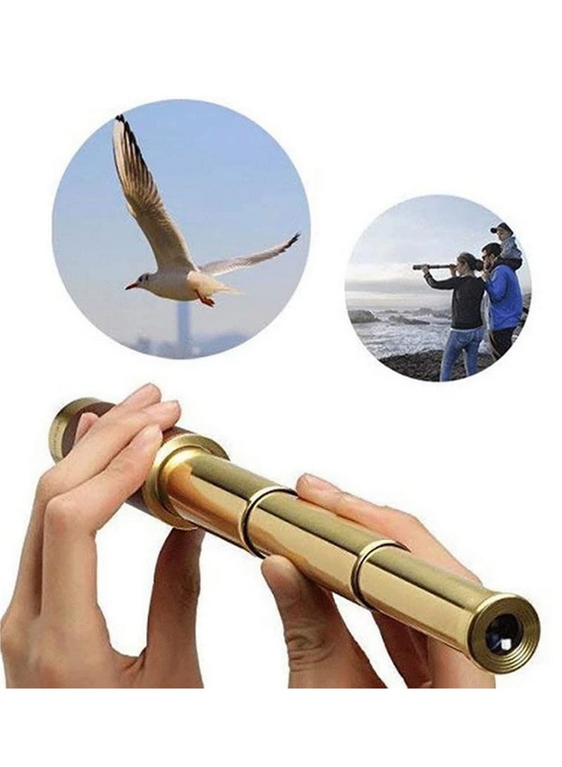 Generic Brass Pirate Telescope Monocular 25x30 Collapsible Vintage Monocular for Viewing Watching Games Travel Hiking Hunting Outdoor Adventure - Image 5