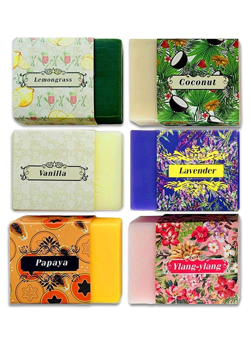 Purelis Handmade Soap Bars Gift Set 6 Artisan Aromatherapy Soap Bars for Men and Women Soap Gift Set Hand and Body Soap Bars for Women Men and Kids Natural Specialty Soap for Sensitive Skin 