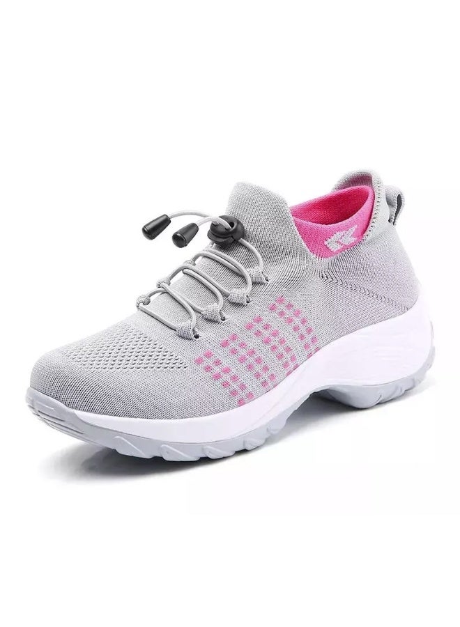 NIBEMINENT Women Walking Trainers Fashion Fly Weaving Sock Sneakers Breathe Comfortable Nursing Shoes Casual Platform Loafers Non-Slip