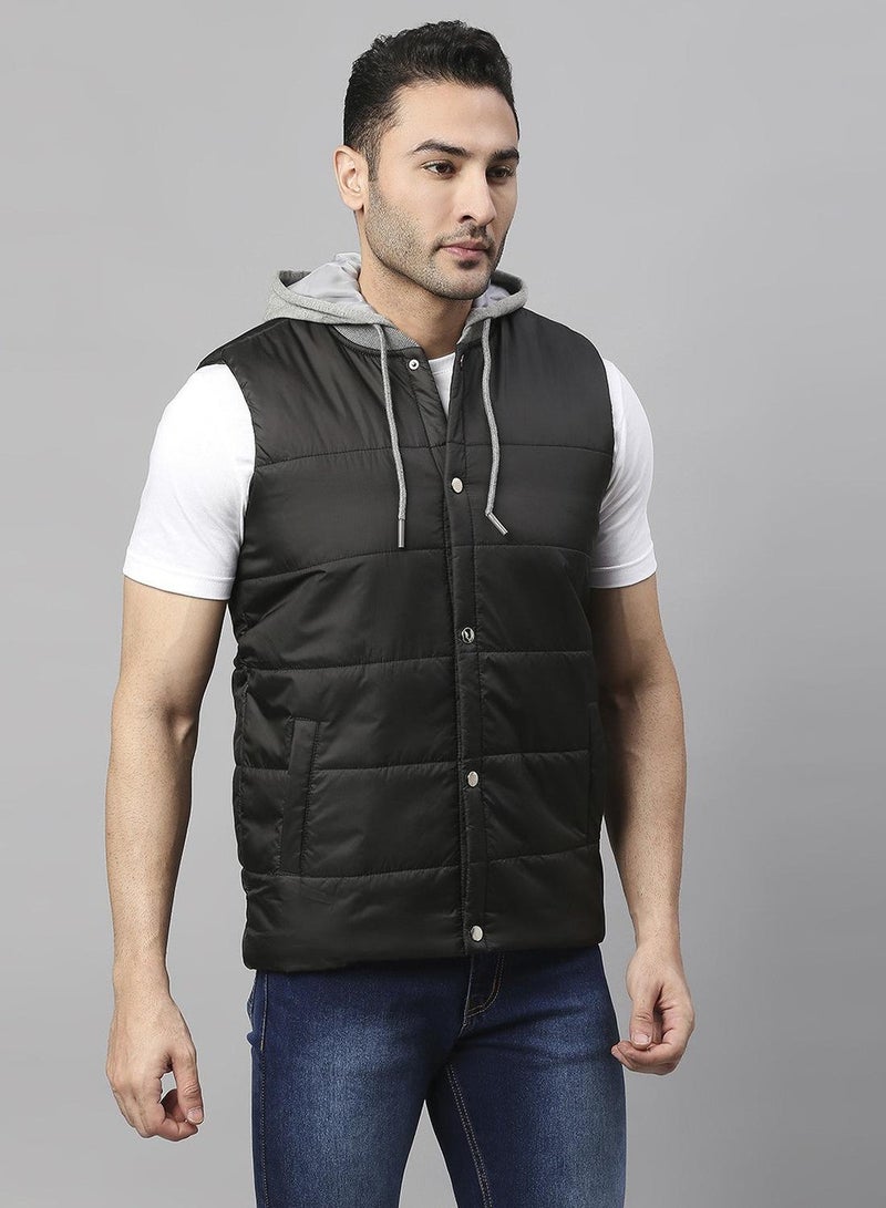 Dennis Lingo Men's Black 100% Polyester Solid Regular Fit Jacket - Image 5