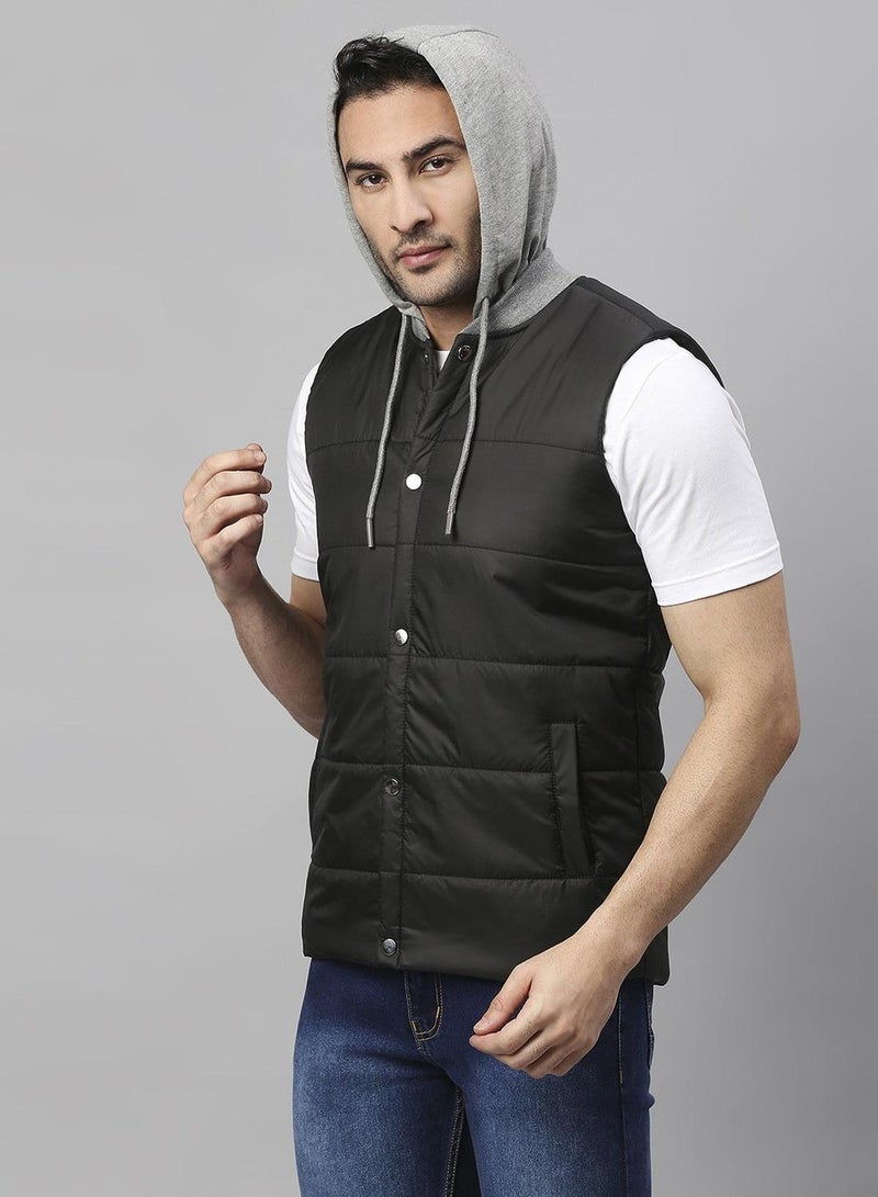 Dennis Lingo Men's Black 100% Polyester Solid Regular Fit Jacket - Image 3