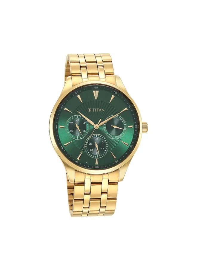 تيتان Men Multifunction Display Watch With Two Toned Stainless Steel Strap - 90127YM05