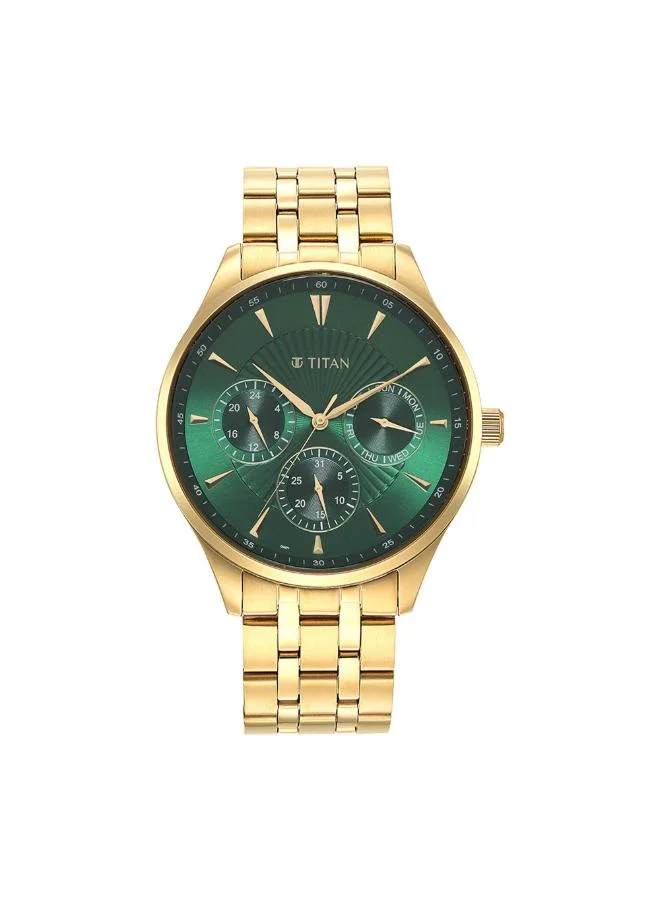 تيتان Men Multifunction Display Watch With Two Toned Stainless Steel Strap - 90127YM05
