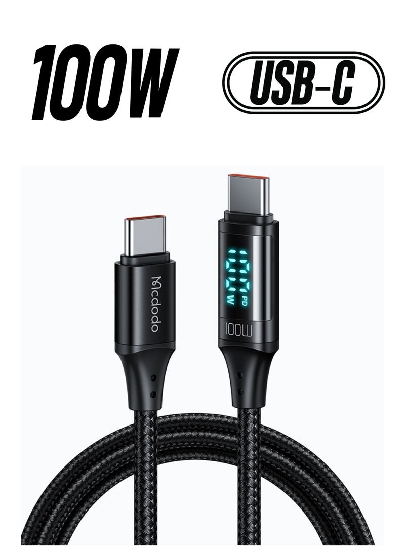 Mcdodo كابل MCDODO CA-1100 من نوع C إلى نوع C بطول 1.2 متر مع عرض رقمي للشحن السريع باللون الأسود - Image 1