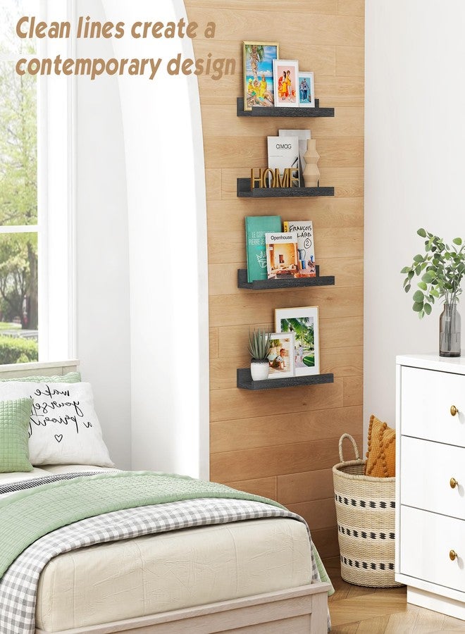 Forbena Black Floating Shelves for Wall Set of 4, Picture Ledge Shelf (16", Black) - Image 3