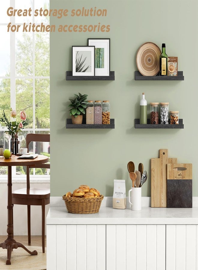 Forbena Black Floating Shelves for Wall Set of 4, Picture Ledge Shelf (16", Black) - Image 4