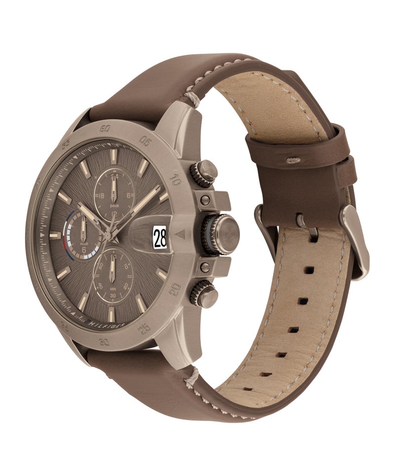 TOMMY HILFIGER Round Multifunction Men'S Ionic Plated Khaki Steel Case  Watch - Image 1