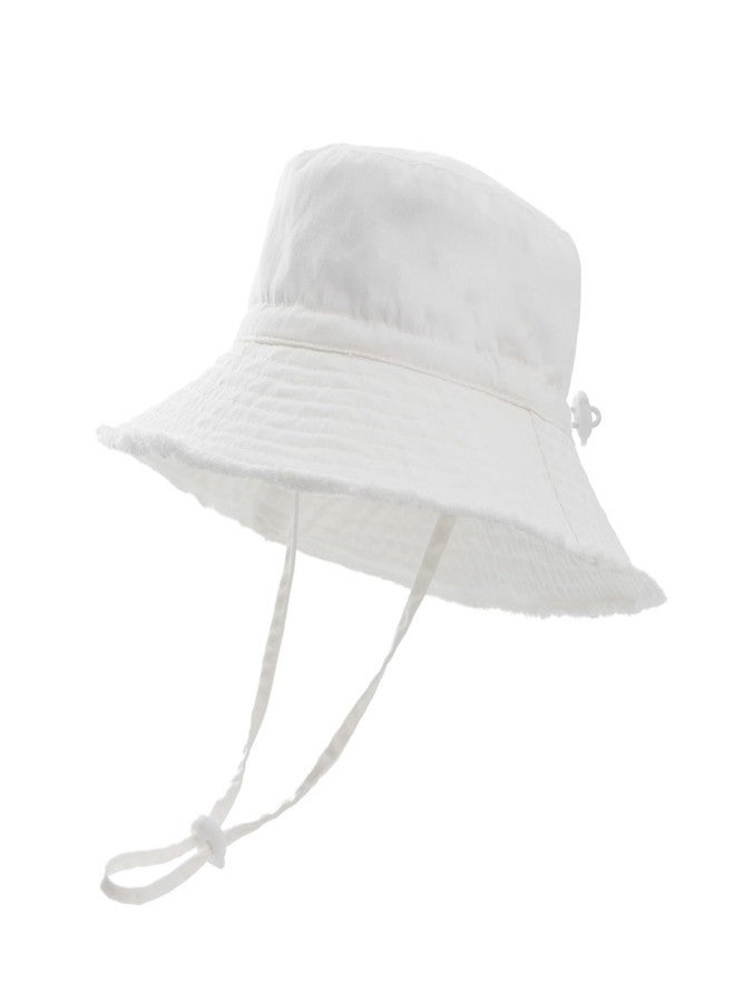 Reyow Baby Toddler Sun Hat for Boy Girl Bucket Hat Infant Beach Swim Sun Hat Kids Summer UPF 50+ Sun Protection Cap (US, Age, 6 Months, 24 Months, White) - Image 1
