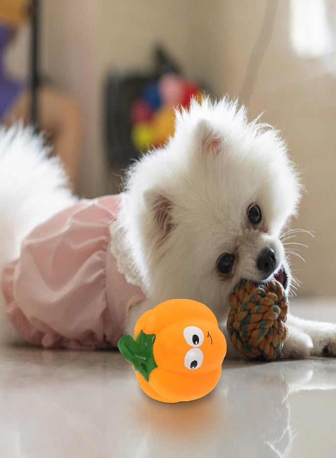 balacoo Squeaky Dog Toys - Latex Pumpkin Dog Toys for Small Dogs, Halloween, Puppy Chew Ball with Squeaker Dog, Grinding Teeth Toy Pet Interactive Play - Image 2