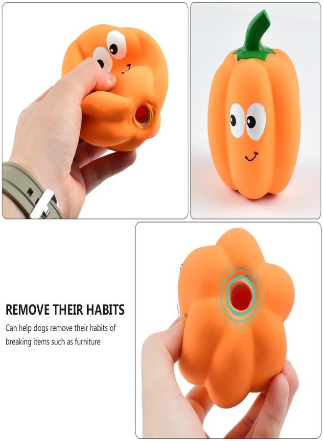 balacoo Squeaky Dog Toys - Latex Pumpkin Dog Toys for Small Dogs, Halloween, Puppy Chew Ball with Squeaker Dog, Grinding Teeth Toy Pet Interactive Play - Image 3