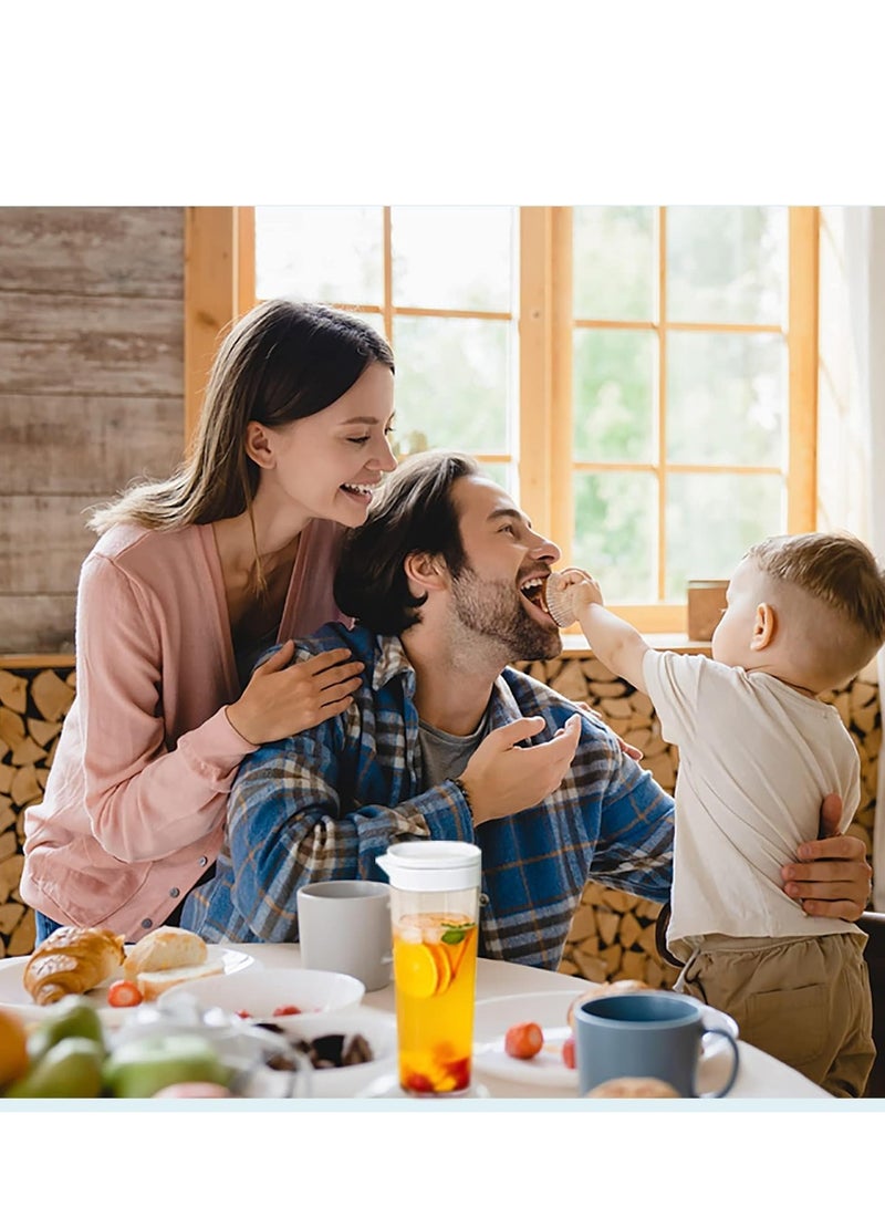 SYOSI Plastic Fruit Infuser Water Pitcher with Removable Lid, 2Pcs Pitcher, Airtight for Fridge Door,Homemade Iced Coffee and Lemonade 1.1L/38Oz, White/Green - Image 3