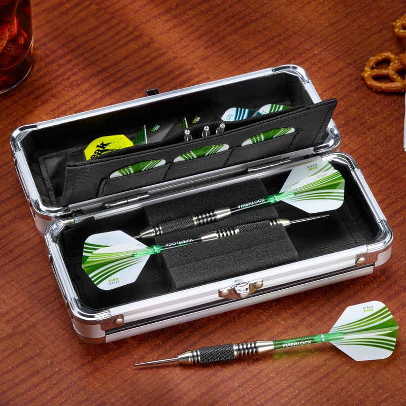 CASEMASTER حافظة كاسماستر للألمنيوم بملف نحيف تحمل 3 سهام حديدية وناعمة مع مساحة كافية للحفاظ على شكل الأجنحة، تحتوي على جيوب مدمجة لملحقات أخرى، سوداء - Image 3