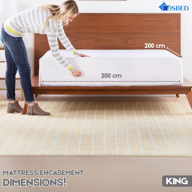 OSBED 100% Waterproof Mattress Encasement with Deep Pockets & Zipper - King Size (200 x 200cm) - Image 2