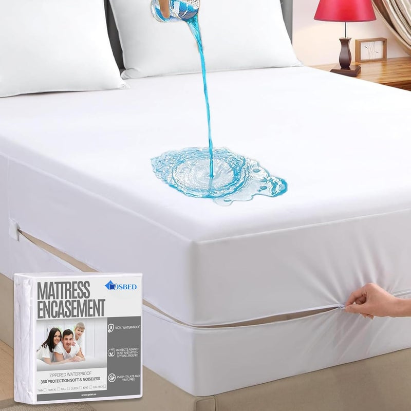 OSBED 100% Waterproof Mattress Encasement with Deep Pockets & Zipper - King Size (200 x 200cm) - Image 1