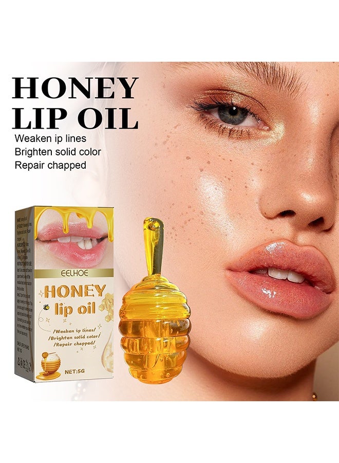 EELHOE Honey Lip Oil,Moisturizing Honey Pot Lip Oil Lip Gloss Lip Balm, Moisturizing Propolis Sleeping Lip Mask Hydrating & Prevention Dry, Winter Lip Care Products 5g - Image 1