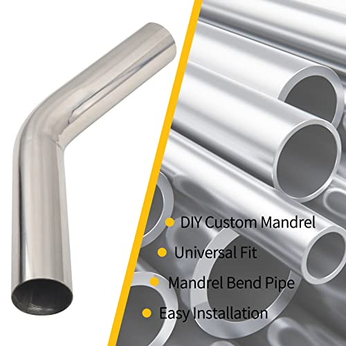 FGJQEFG 2.5 Inch 45 Degree DIY Custom Mandrel Exhaust Pipe Tube Pipe, T304 Stainless Steel, Universal Fit, 15.74 Inch End to End Length, 2.5'' OD Mandrel Bend Pipe - Image 4