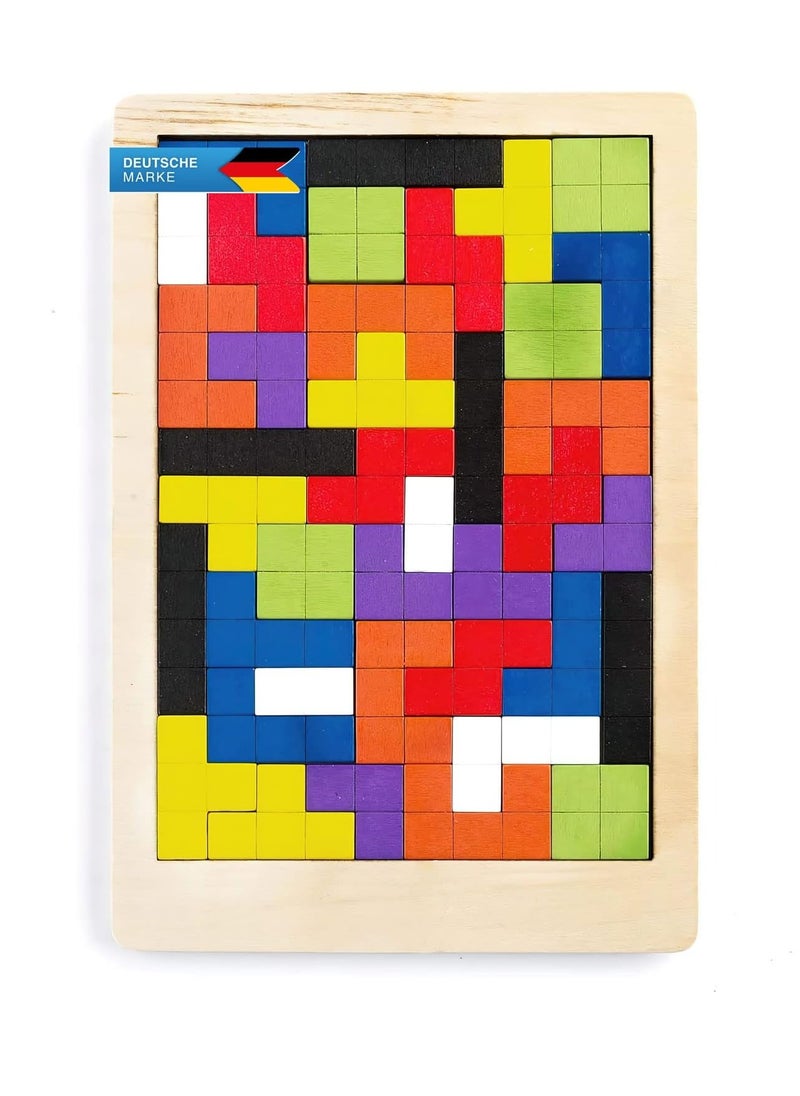 Generic All Kids United® 3D Wooden Puzzle Tetris Educational Toy with Building Blocks  - Image 1