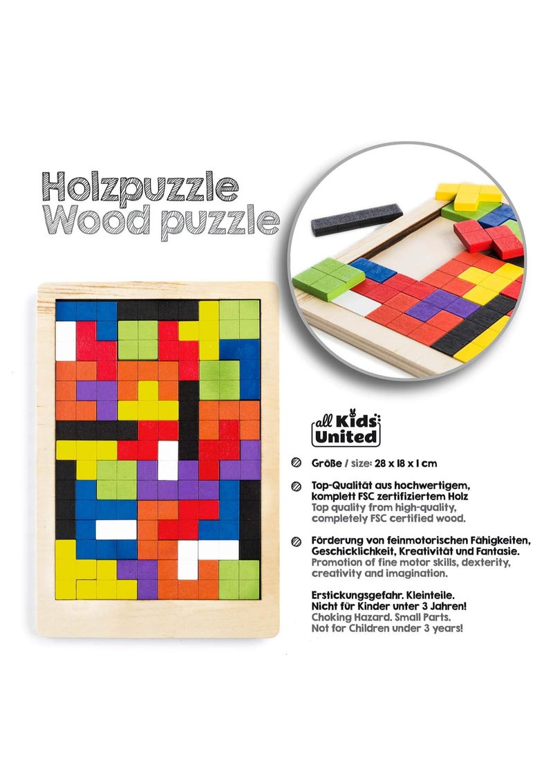 Generic All Kids United® 3D Wooden Puzzle Tetris Educational Toy with Building Blocks  - Image 2