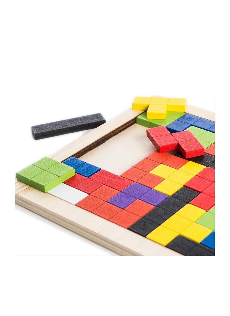 Generic All Kids United® 3D Wooden Puzzle Tetris Educational Toy with Building Blocks  - Image 4