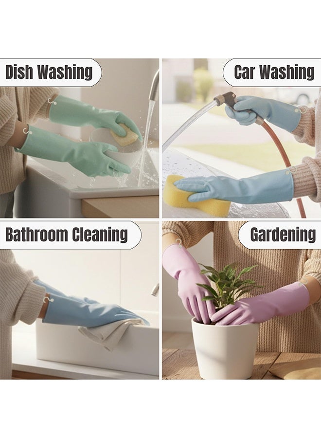 ريزونيكس زوجان من قفازات غسل الأطباق مع خطافات تعليق - قفازات تنظيف مطاطية لاتكس قابلة لإعادة الاستخدام للمطبخ وغسل الأطباق والأعمال المنزلية، قفازات مطبخ ناعمة للاستخدام اليومي (المقاس: متوسط) - Image 5