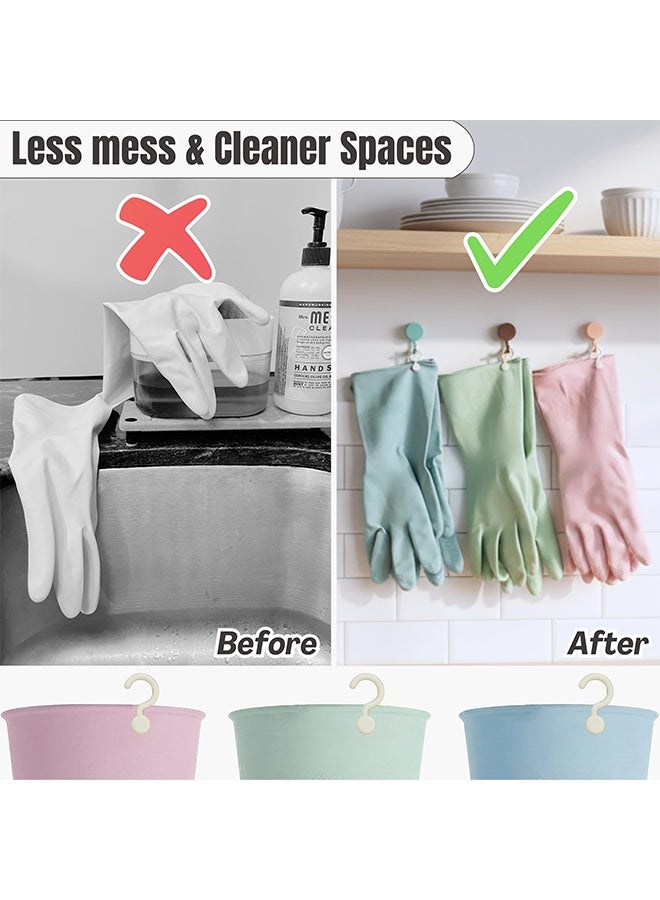 ريزونيكس زوجان من قفازات غسل الأطباق مع خطافات تعليق - قفازات تنظيف مطاطية لاتكس قابلة لإعادة الاستخدام للمطبخ وغسل الأطباق والأعمال المنزلية، قفازات مطبخ ناعمة للاستخدام اليومي (المقاس: متوسط) - Image 2