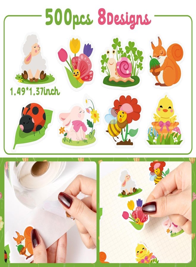 Kirako 500Pcs Spring Animal Stickers for Kids, Colorful Insect & Flower Self-Adhesive Labels Incentive Stickers Decals for Toddlers Classroom Teacher Rewards DIY Crafts Party Favors Gift - Image 2