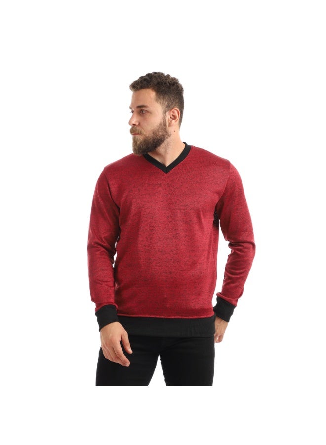 kady Knitted V-neck Slip On Sweatshirt - Maron - Image 4