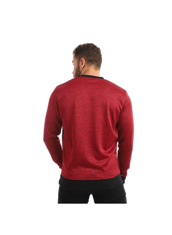 kady Knitted V-neck Slip On Sweatshirt - Maron - Image 3
