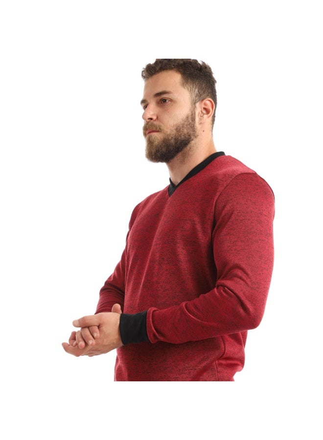 kady Knitted V-neck Slip On Sweatshirt - Maron - Image 2