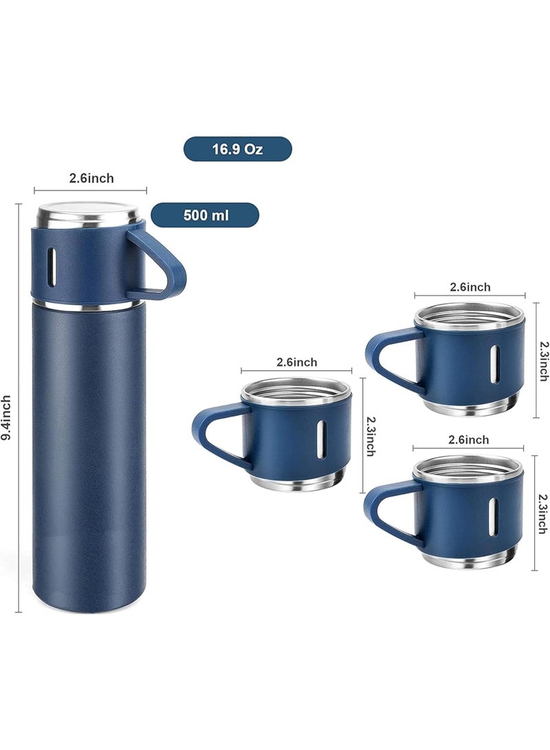 MOSH 500ml Stainless Steel Vacuum Thermos Flask with Silicone Handle – Insulated Water Bottle with 2 Stainless Steel Cups for Hot & Cold Drinks, Outdoor Travel Gift Box (1 Pack, Blue) - Image 4