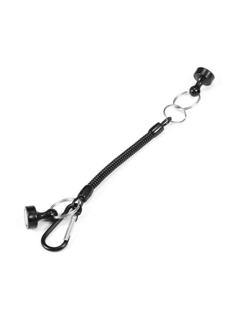 Magnetic Release Holder with Coiled Lanyard - Outdoor Mountaineering and Camping Anti-Lost Keychain for Fly Fishing Keeper and Landing Net Connector (Set of 6)
