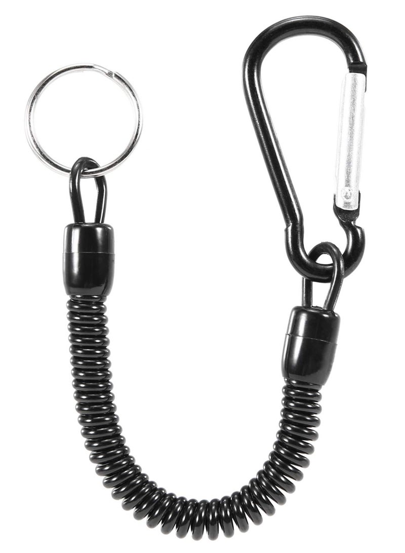 Magnetic Release Holder with Coiled Lanyard - Outdoor Mountaineering and Camping Anti-Lost Keychain for Fly Fishing Keeper and Landing Net Connector (Set of 6)