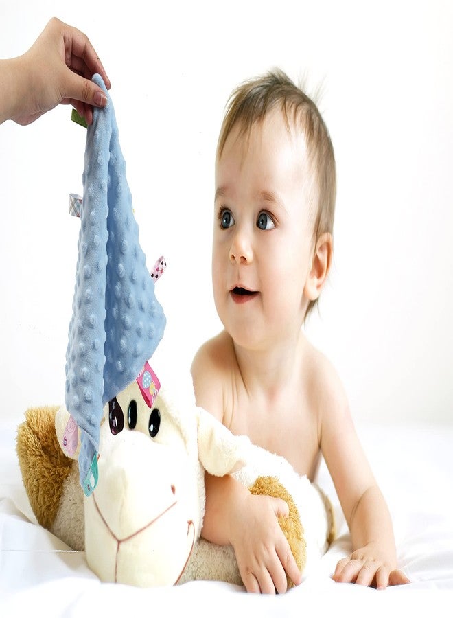 CREVENT Tag Security Blankets for Babies, Soft Small Loveys for Girls, Baby Comforter Sensory Blanket, Great Gifts for Birthday Baby Shower 10"X10" (Dinosaur+Blue) - Image 5
