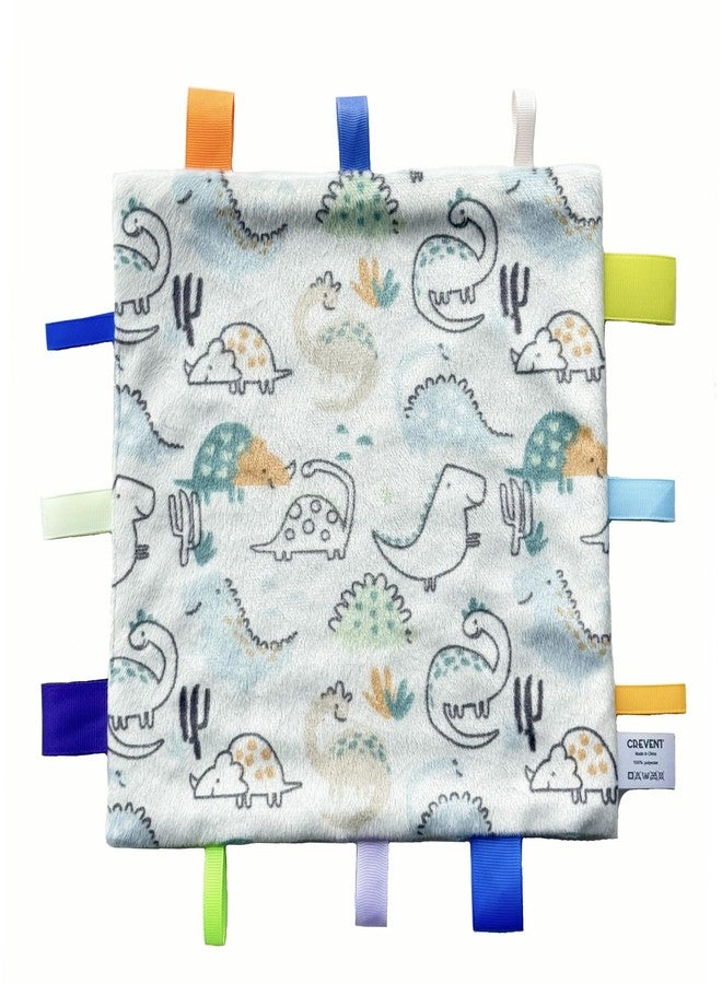 CREVENT Tag Security Blankets for Babies, Soft Small Loveys for Girls, Baby Comforter Sensory Blanket, Great Gifts for Birthday Baby Shower 10"X10" (Dinosaur+Blue) - Image 2
