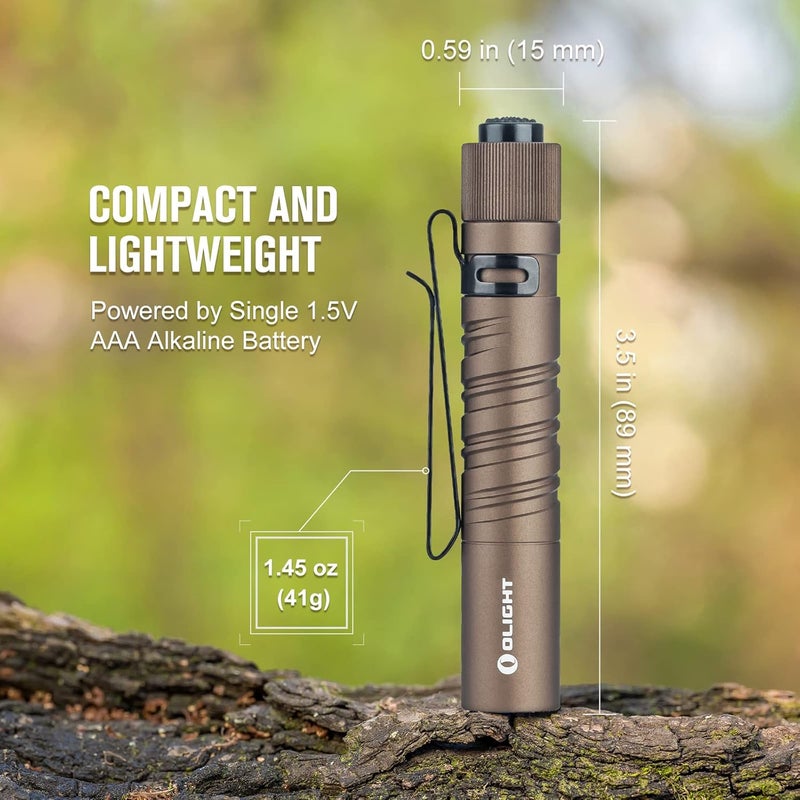 OLIGHT I3T EOS 180 Lumens Dual-Output Slim EDC Flashlight for Camping and Hiking, Tail Switch Flash Light with AAA Battery (Desert Tan) - Image 4