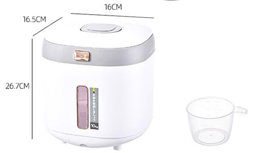 Matiko Airtight Rice Dispenser Food Storage Container Automatic Flip Cover Rice Bucket for Cereal Grain Flour Rice Dispenser Bucket silver rice container - Image 3