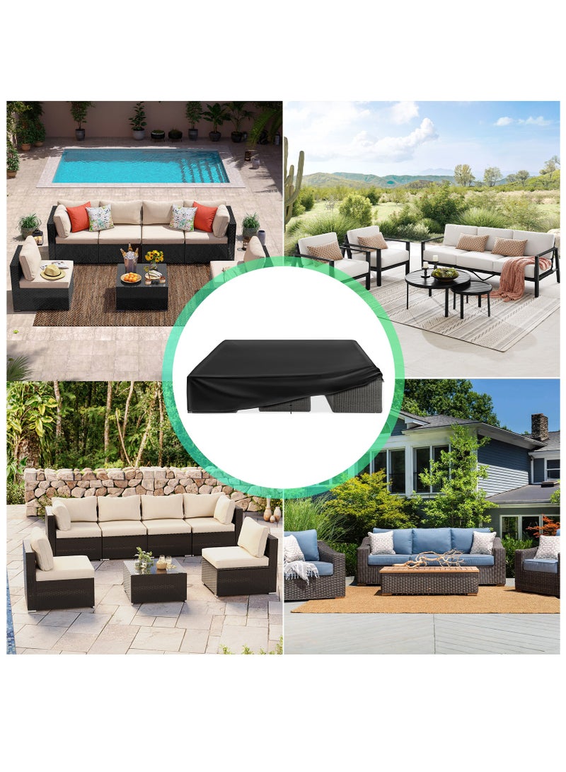 بيت الشاي غطاء أثاث الفناء، غطاء أثاث خارجي، غطاء أثاث مقاوم للماء، مقاوم للغبار والأشعة فوق البنفسجية، مناسب لغطاء طاولة وكرسي الأريكة - أسود - Image 4