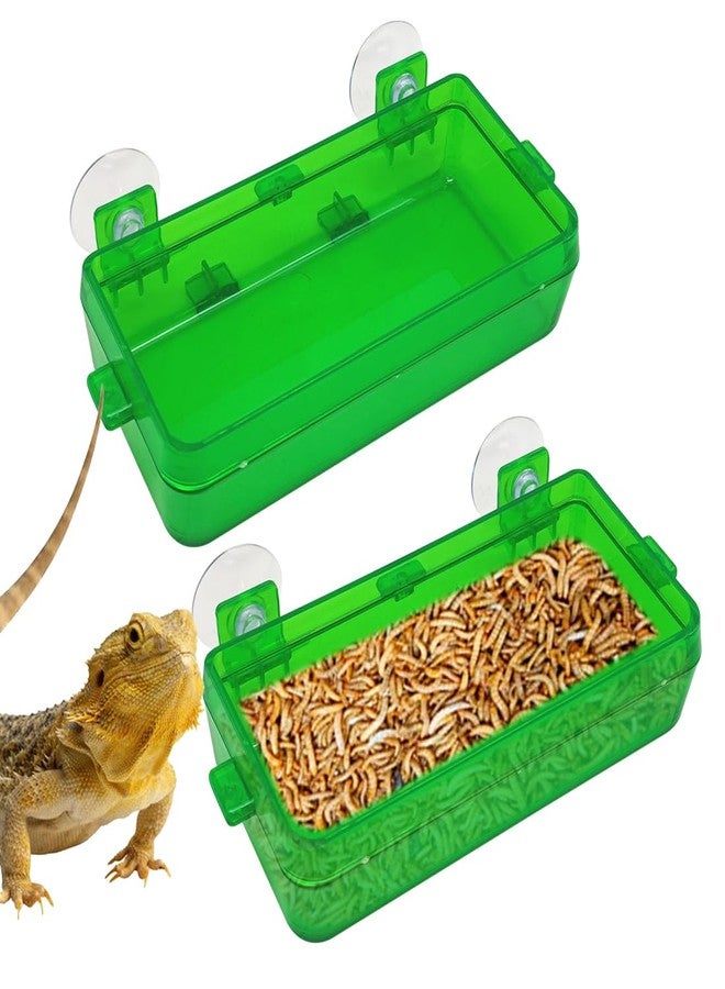 APlayfulBee Reptile Feeder Chameleon Bowl 2 Pcs Anti-Escape Food Dish Bowl with Suction Cup for Chameleon Iguana Lizard Reptile Food and Water Feeding (Green, M) - Image 1