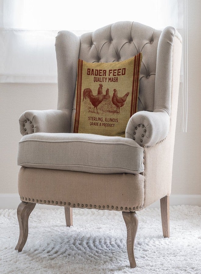 Moslion Vintage Like Chicken Feed Sack Burlap Pillow,Home Decorative Throw Pillow Cover Cotton Linen Cushion for Couch/Sofa/Bedroom/Livingroom/Kitchen/Car 18 x 18 inch Square Pillow case - Image 3